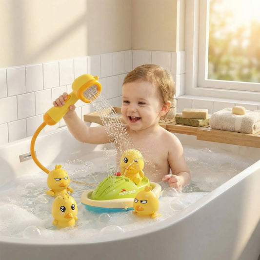 bebe joue avec jouet baignoire pour bebe pomme douche