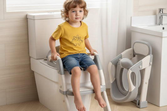 petite fille essai le Réducteur de toilette 